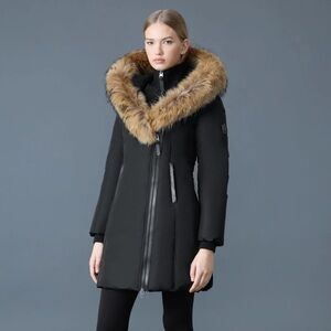 Mackage Black Puffer Coat with Fur Trim